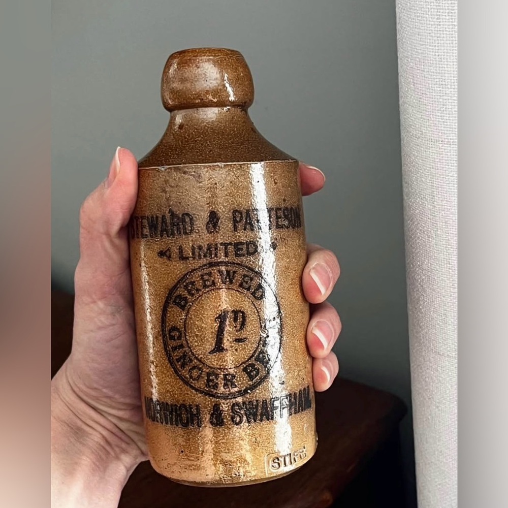 Antique Stoneware Ginger Beer Bottle - Brown